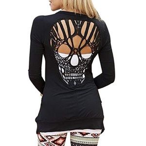 Skull Crochet Black Cardigan Women’s Small